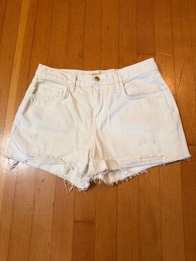 L'AGENCE White Distressed Denim Cutoff Shorts